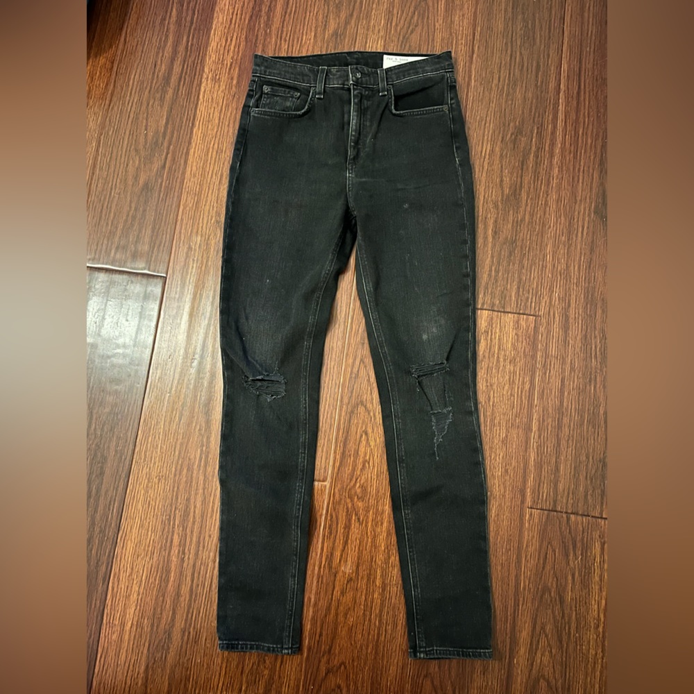 RAG & BONE RIPPED GREY SKINNY JEANS